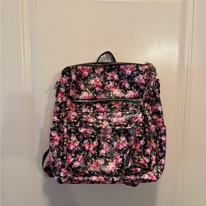 Floral Backpack with Pink and Black Design